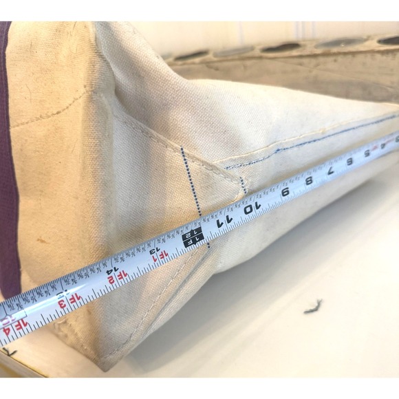 Vintage 80's LL Bean Factory Store Boat & Tote Leather Handle Bag Striped Purple - Picture 13 of 13